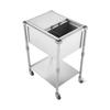 Chariot Glacière à Roulettes en Acier Inoxydable 42,4 L, Glacière Verticale d'Extérieur sur Roues, Couvercle Coulissant, Étagère, pour Terrasse Jardin