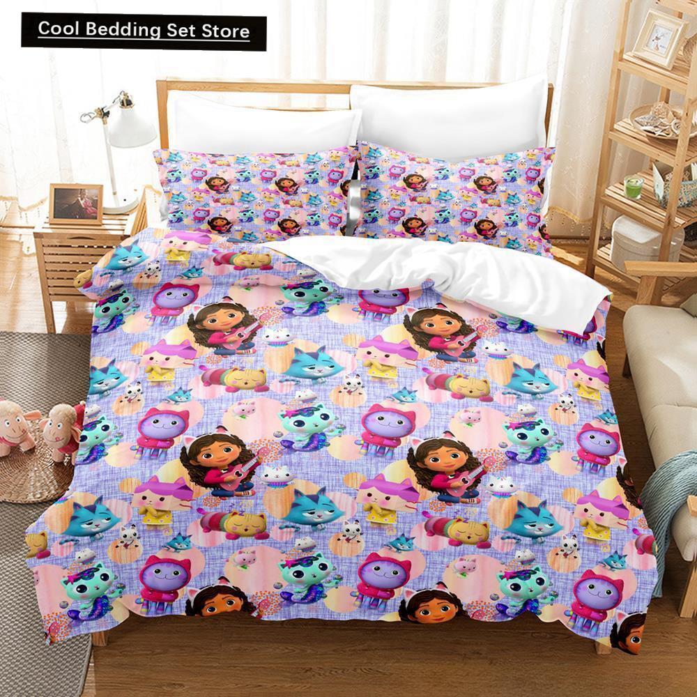

Комплект постельного белья Gabbys Dollhouse Single Twin Full Queen King Size Bed Set Adult Kids Bedroom Duvet Cover Sets 3D Anime Bed Sheet Set AU Single(140x210cm)