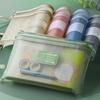 A4 Stationery Storage Bag Double-layer Mesh Zipper Bag Large Capacity Organizer Cosmetic Makeup Bag Transparent File Folders LS