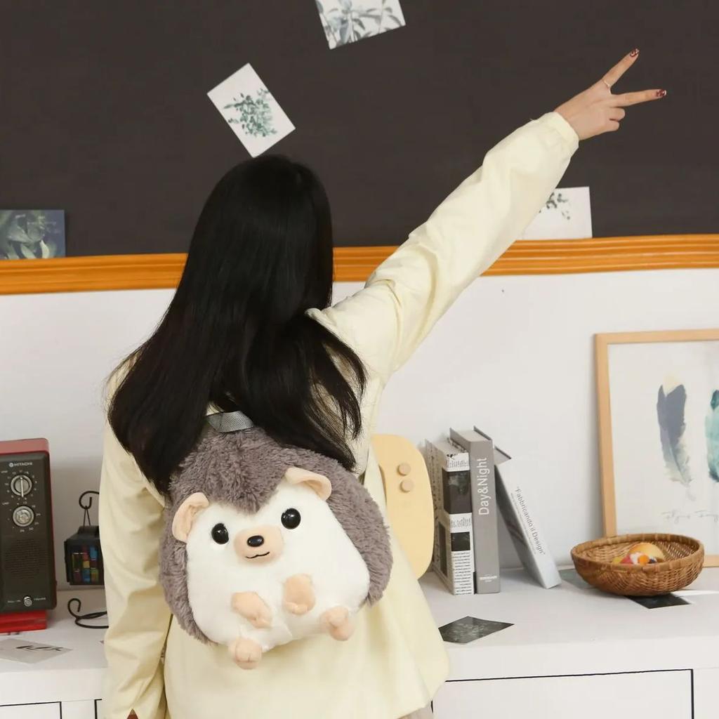 One Piece Cute Soft Hedgehog Plush Backpack Kawaii Comfortable School Bag Cartoon Animal Bag Children's Gift Boys Girls Student
