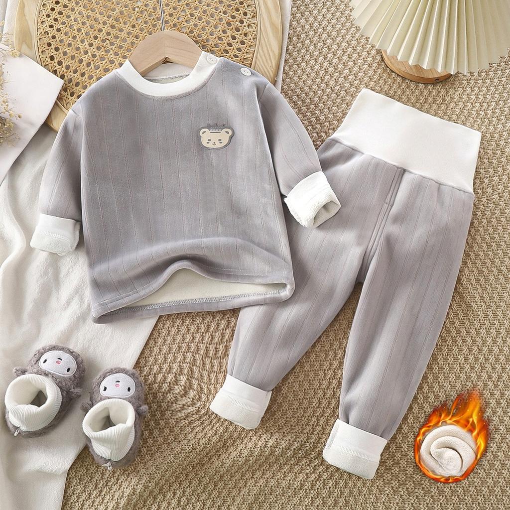 Children's Thermal Underwear Set Thickened Autumn and Winter Clothes for Boys and Girls Plush Home Clothes