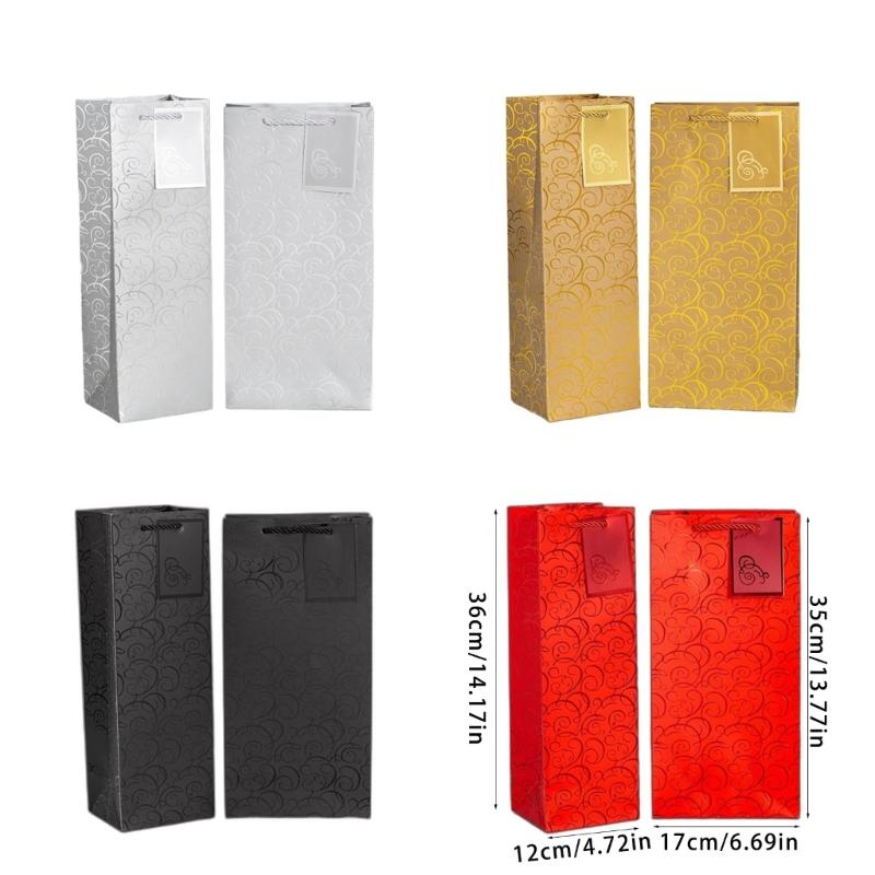6 Pack Paper Wine Gift Bags Elegant Wine Presentation Bag Perfect for Anniversaries Weddings and Birthday Celebration