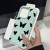 Coque Mate Motif Papillons Cœurs d'Amour Pour iPhone 16 Pro 15 Pro Max 14 13 12 11 TPU Texture Cuir Antichoc Douce Fine Housse de Téléphone