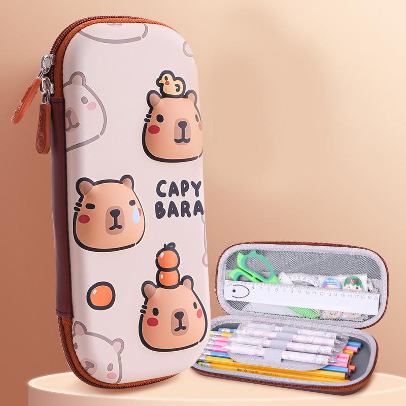 3D Capybara Pencil Case Drop Resistant Student School Supplies Large Capacity Multifunctiona Pen Pouch Stationery