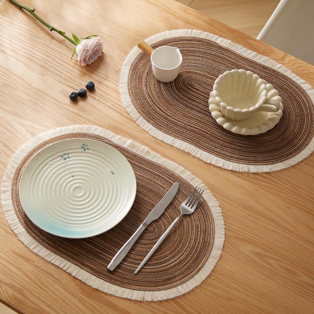 Set of 4 Oval Placemats Heat-resistant Table Mats Washable Non-slip Dining Table Mats Decoração Para Cozinha Utensílios Coasters