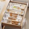 ZATAO Cutlery Case, 4-Sided Expandable, Sliding Cutlery Storage, Approx. W27-51 X D27-51 X H5, Stationery, Cosmetics, and Small Items, Drawer Dividers
