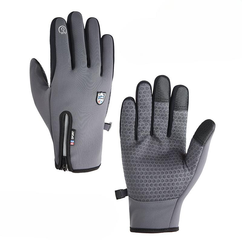Men's Winter Cycling Gloves Plus Velvet Thickened Outdoor Sports Warm Waterproof Cold Touch Screen Driving Electric Bike