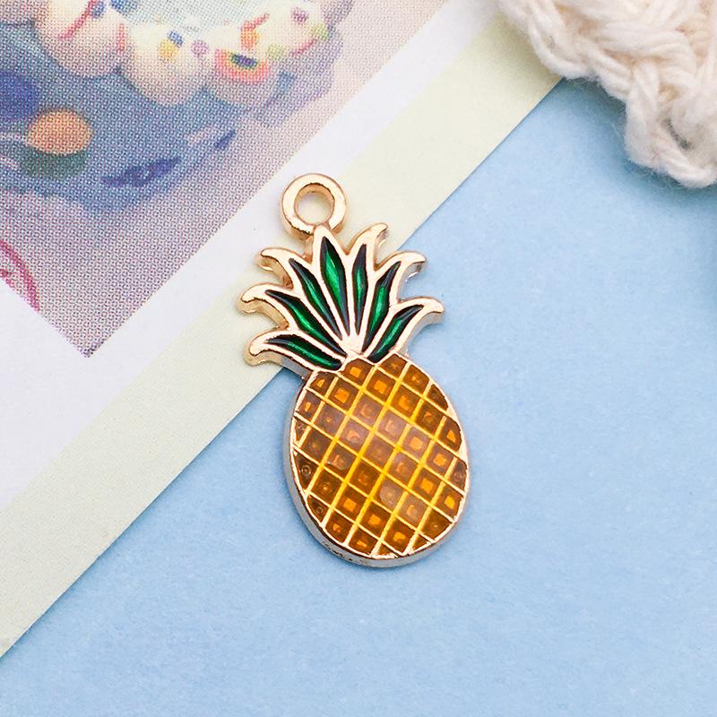 3D Fruit Drip Oil Alloy Pendants: Cherry, Watermelon, Grape Charms - Mixed 20K Gold