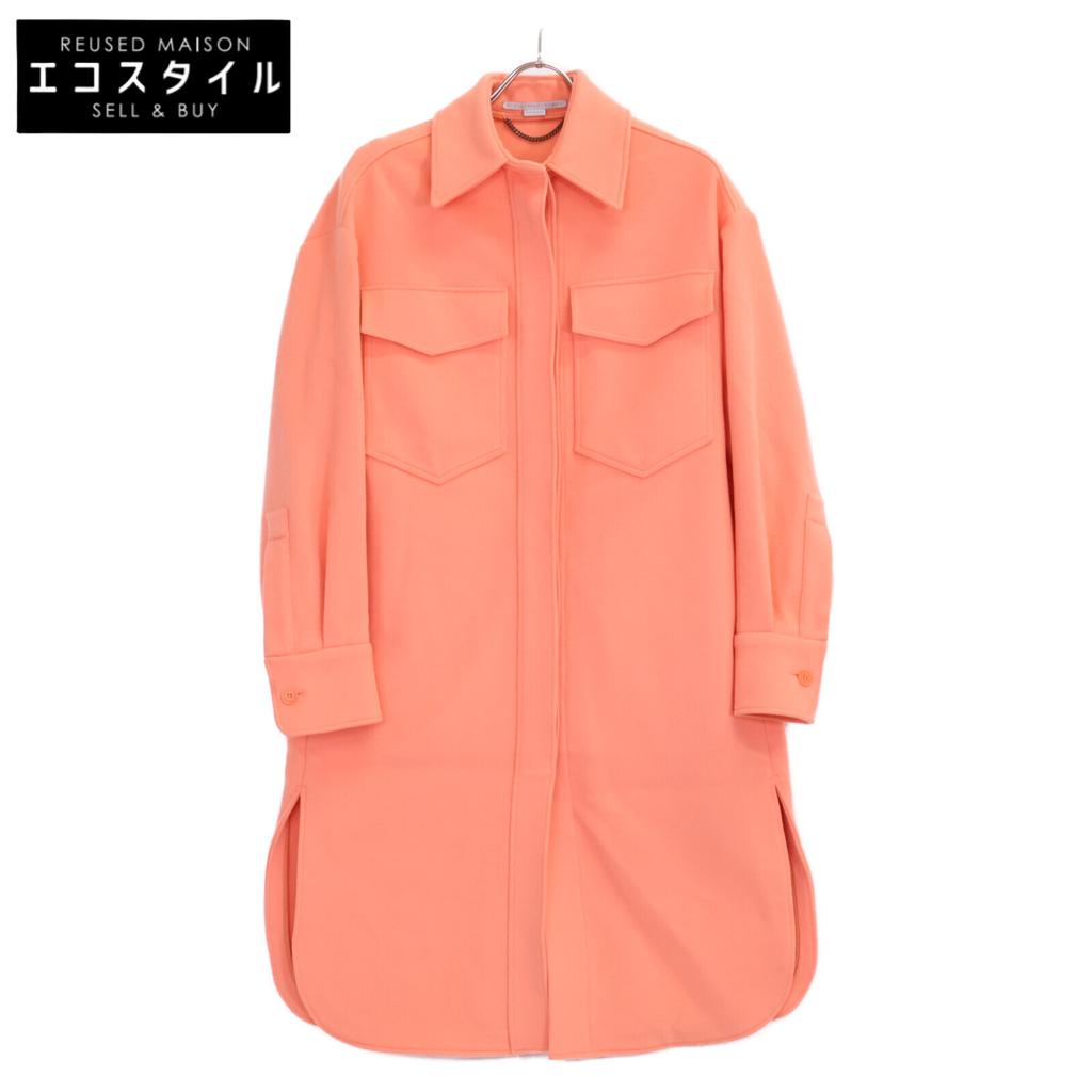 Stella Mccartney [Good Condition/domestic Regular] 603862 SPB11 Wool Oversized Soutien Collar Coat 34 Salmon pinkUsed