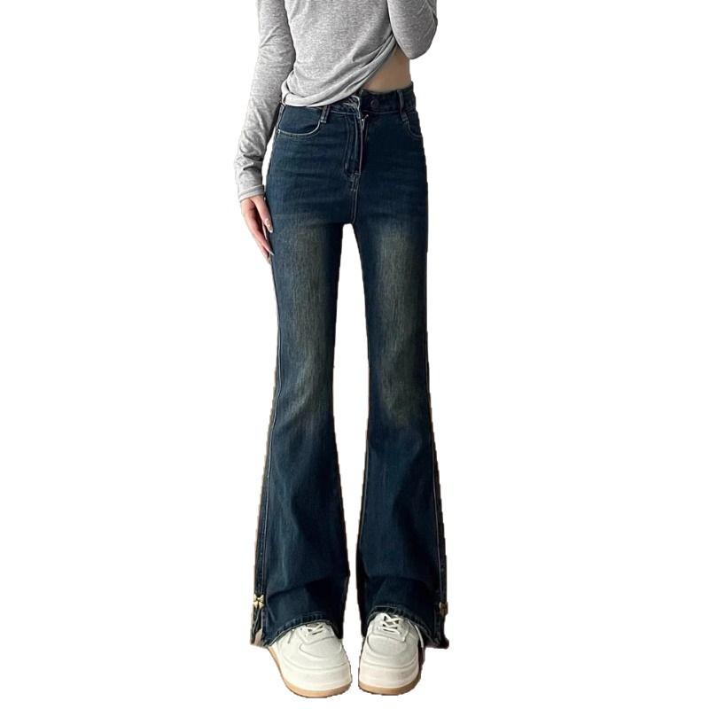 Black High-Waisted Slimming Micro-Flare Jeans for Plus-Size Pear-Shaped Women - 2025 Autumn Collection