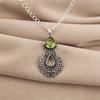Rare Peridot Gemstone 925 Sterling Silver Oxidize Jewelry Designer Women's Pendant 1.8" For Birthday Gift CP-45-12