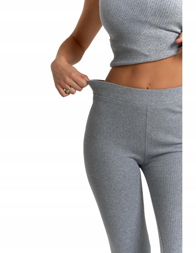 Women's Cotton Leggings with Wide Elastic Waistband Fit Elastic MORAJ XL GREY