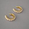 Elegant C-Shaped Gold-Plated Imitation Pearl Earrings with 925 Silver Post for Women