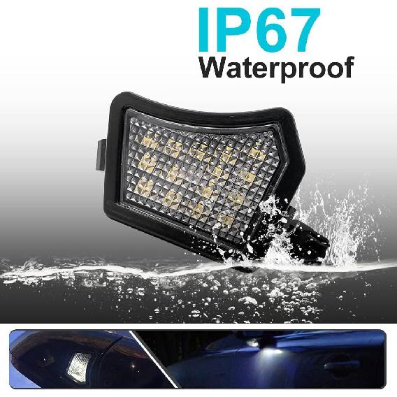 2Pcs White LED Under Side Mirror Puddle Light Lamp for Volvo S60 S 80 V70 Jaguar XF XK XFR XE-Type XJ-Type Xenon White