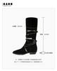 Sheepskin~ Leather Pointed Pile Boots Women's Western Cowboy Boots Vintage Strap Mid-Tall Knight Boots