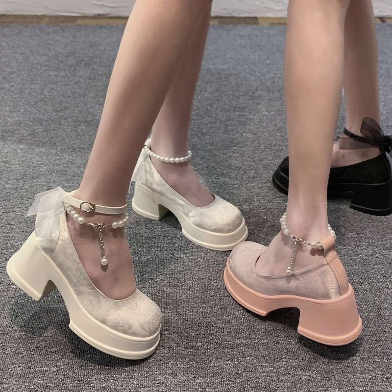 National Style Mary Jane Women's Shoes, Fairy Style with Skirt Single Shoes, New Height-increasing Shallow Mouth Single Shoes In Spring and Summer 202