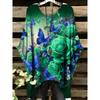 Top Tunica Dama Imprimeu Floral cu Fluturi Verde Trandafiriu Albastru Fluture Casual Maneci Batwing Vara Plaja Supradimensionat Bluză