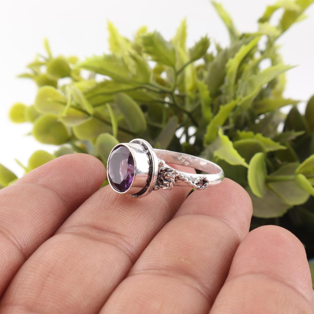 African Amethyst Ring, 925 Sterling Silver Gemstone Jewelry, Handmade Ring, For Thanksgiving Gift