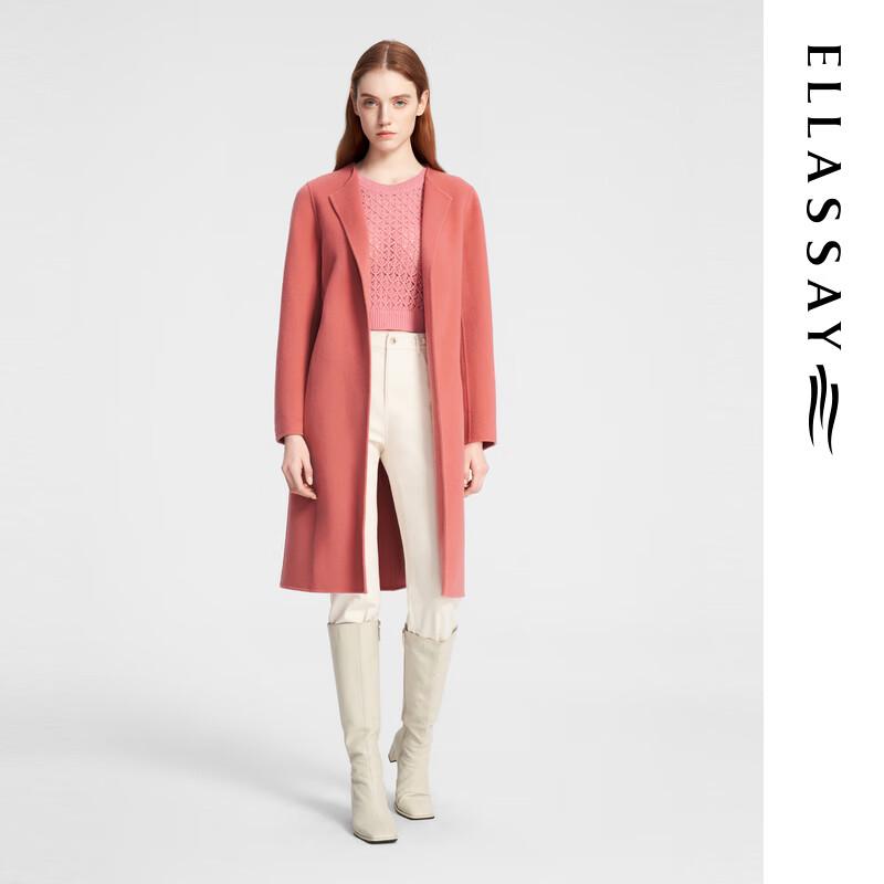 

ELLASSAY Women s Merino Wool Origami Collar Long Coat S
