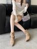 2025 autumn and winter new square head thin heel high heel temperament French fashion women's short boots suede metal decorative medium boots