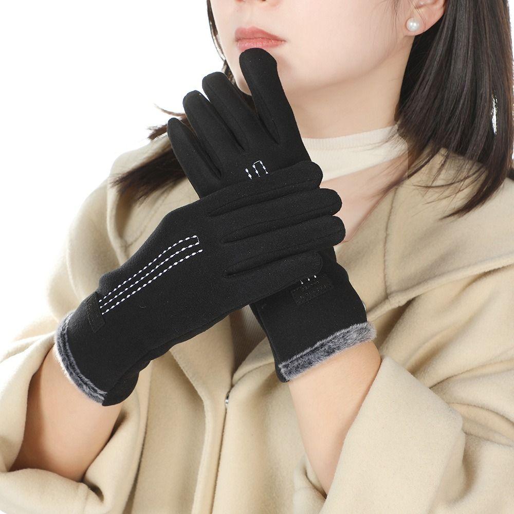 Keep Warm Gloves Solid Color Women Mittens Simple Winter Velvet Gloves Winter