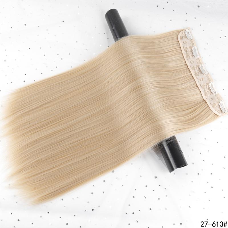 Clip de extensie de păr sintetic, lung și drept natural, în bucăți de păr pentru femei