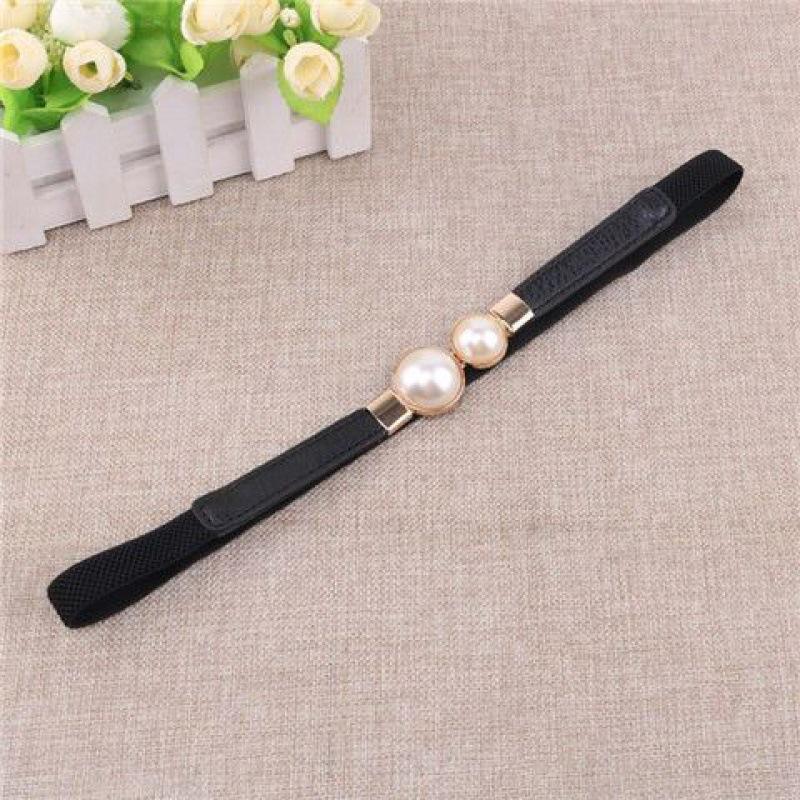 Black Elastic Modern Waist Belt With Beautiful Triangle Clip Designed Women For