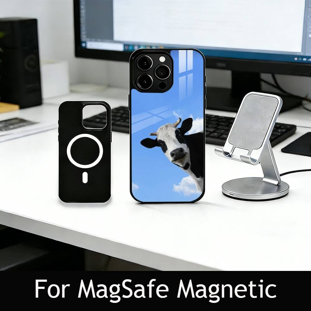 

Cute Cattle Phone Case For iPhone17,16,15,14,13,12,11 Plus,Pro Magnetic with Magsafe Wireless Charging iPhone12mini