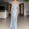 2024 Europe, America, Amazon cross-border women's clothing new temperament suspender sexy slim solid color fishtail suit skirt