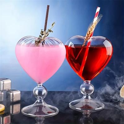 1 pahar de cocktail în formă de inimă, cu paie, pahar de vin cu tulpină transparentă, pahare de șampanie creative, cești de băut pentru bar, club, pub