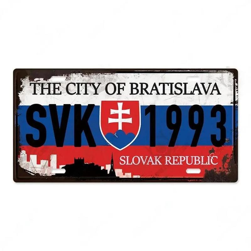 Retro Car 2D Metal Sign, Aluminum Wall Decor 15x30cm