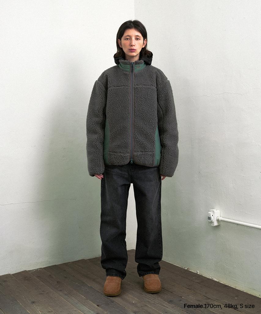 Mahagrid Curved Sherpa Fleece Jacket Gray(Mg2Efmj230A)