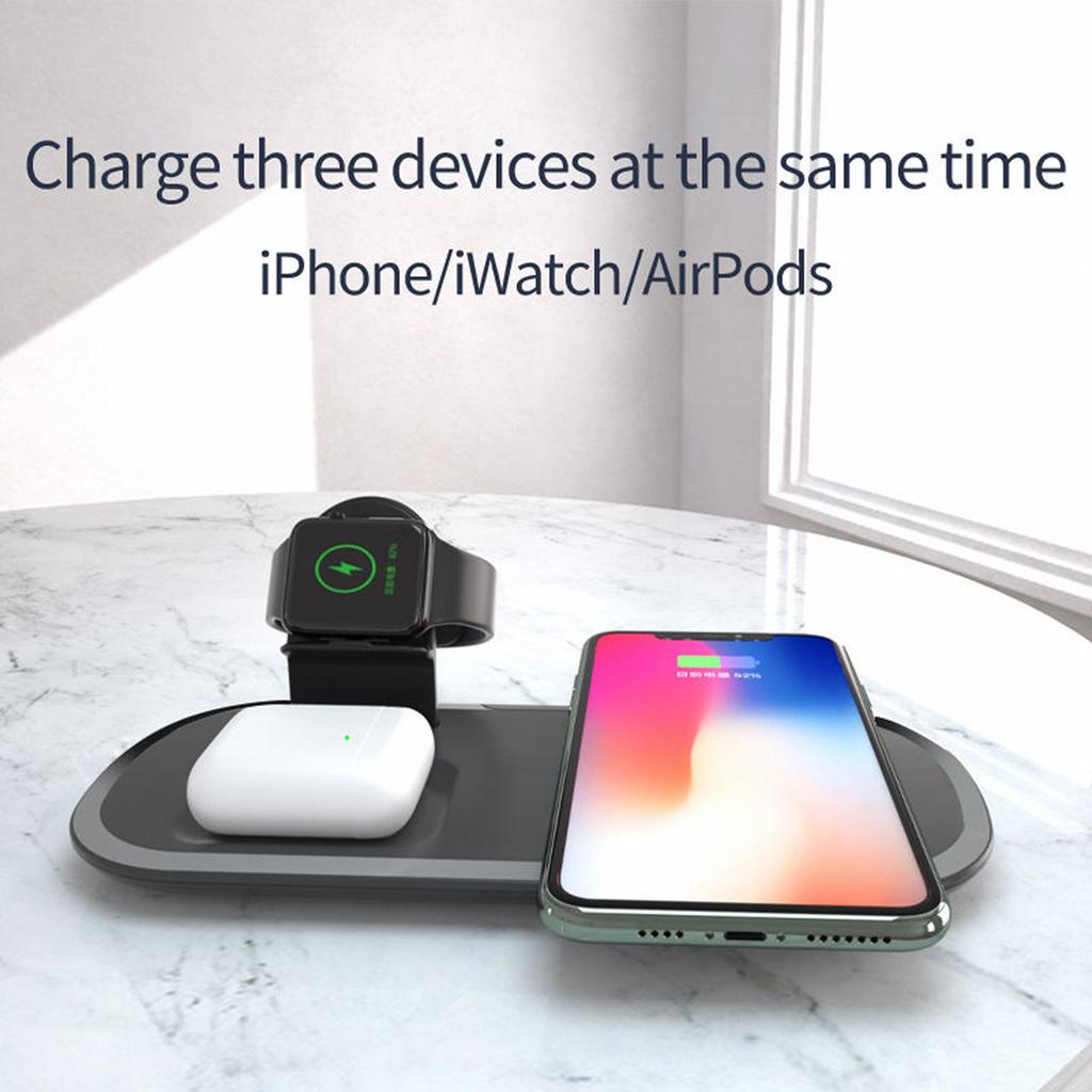 Wireless Charger for iPhone/AirPods/Apple Watch, Charging Station Stand 3-In-1 Charging Pad