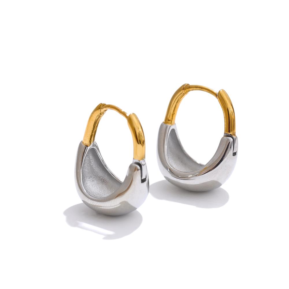 

Yhpup Statement Stainless Steel Metal Geometric Unusual Hoop Earrings Waterproof Daily Charm Jewelry Accessories