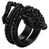 Anelli a Drago U7 in Acciaio Inossidabile per Uomo Donna Nero Retrò Colore Oro 14K Anelli Avvolti Drago Animale Vivace Gioielli Cool Regalo
