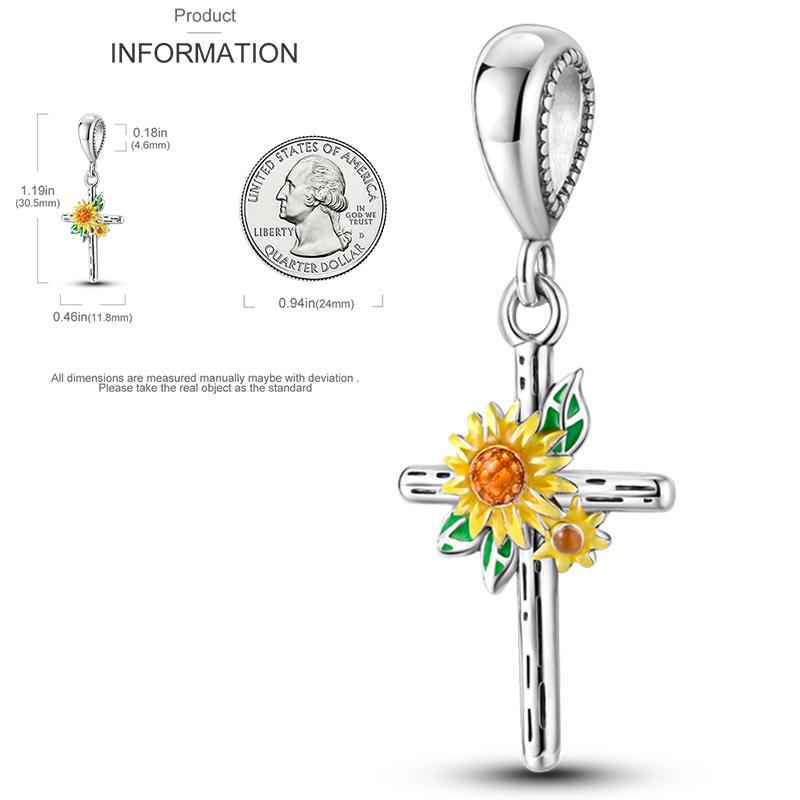 New Copper Charms Beads Sunflower Flower Daisy Original Charm Pendant Fit Charm Bracelets Diy Jewelry Birthday Gift