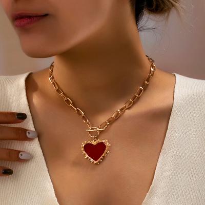 Women's Pendant Necklace, Heart-Shaped Chain Ot Buckle Necklace, Suitable for Daily Wear and Valentine's Day Wear
