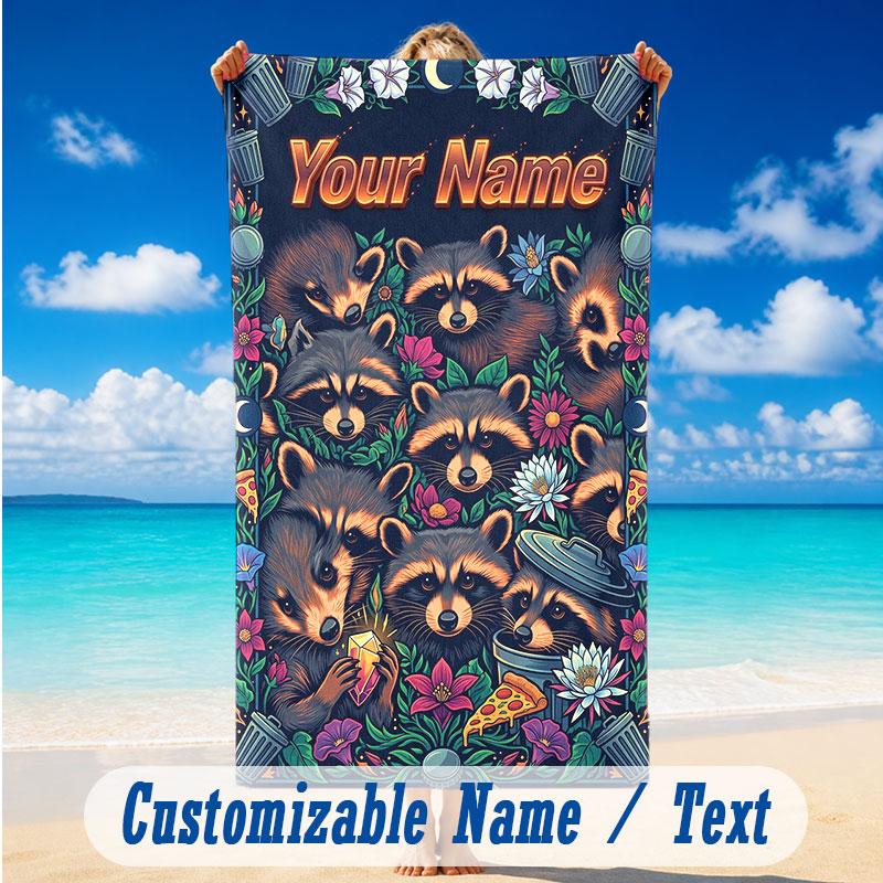 Floral Garden Theme Beach Towel Personalized Custom Name & Text Soft Quick Dry Beach Towel for Swimming Travel