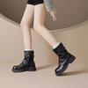 New Pleated Stacked Boots Pant Tube Boots Soft Leather Thick-soled Martin Boots Versatile Brown Short Boots Women