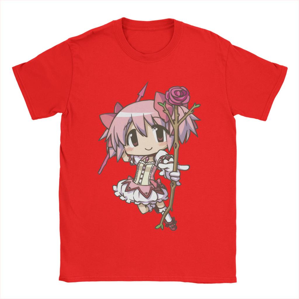 Novelty Mahou Shoujo Madoka T-Shirts for Men Crewneck Cotton T Shirts Madoka Magica Anime Short Sleeve Tee Shirt Clothes