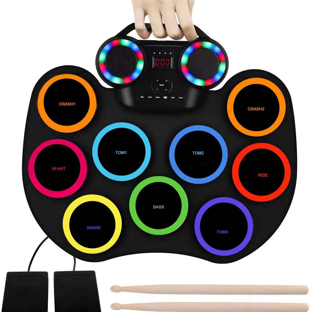 

Силиконовая водонепроницаемая электронная барабанная установка со встроенным динамиком и литиевой батареей