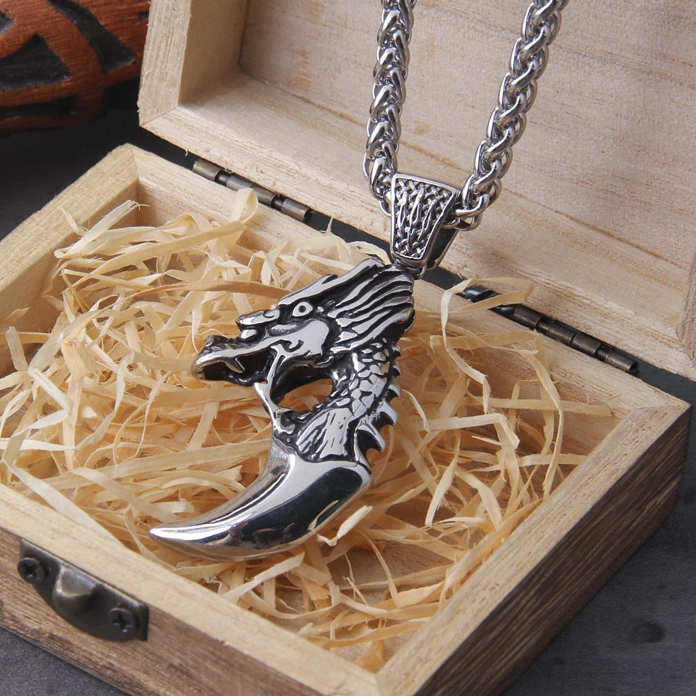 

Dragon Claw Pendant Necklace Retro Punk Beast Claw Jewelry for Men Bike Riding Party Accessories no box&60cm