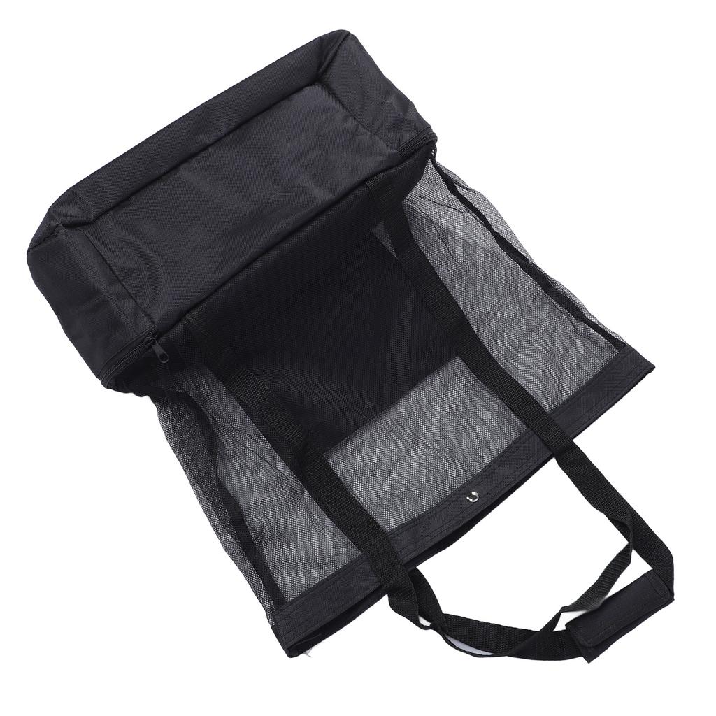 Black Mesh Beach Bag Insulated Zip Closure 2 Handles Reusable Lunch Bag for Picnic Camping