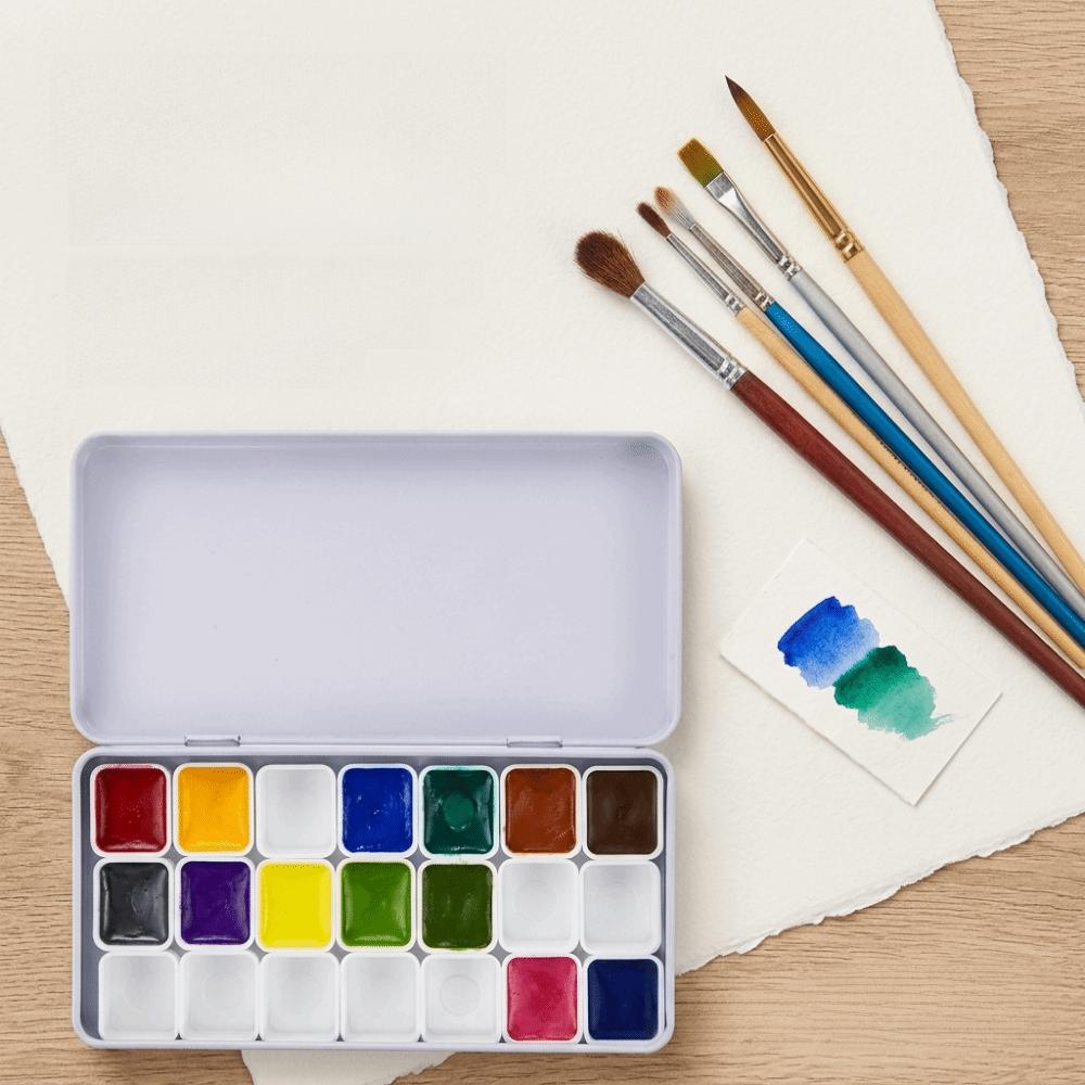 12/21/24/45 Grids Watercolor Paint Box Empty Grid Iron Box Pigment Storage Tray Portable Rectangular Shape Art Palette Sketching