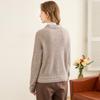 TUHUANG Women's Elegant Thick Pure Wool Lapel Cardigan