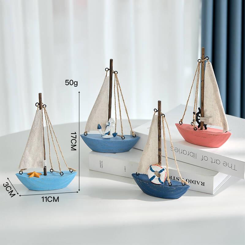 

Mediterranean-Style Wooden Sailboat Figurines - Small Decorative Handicraft Ornaments