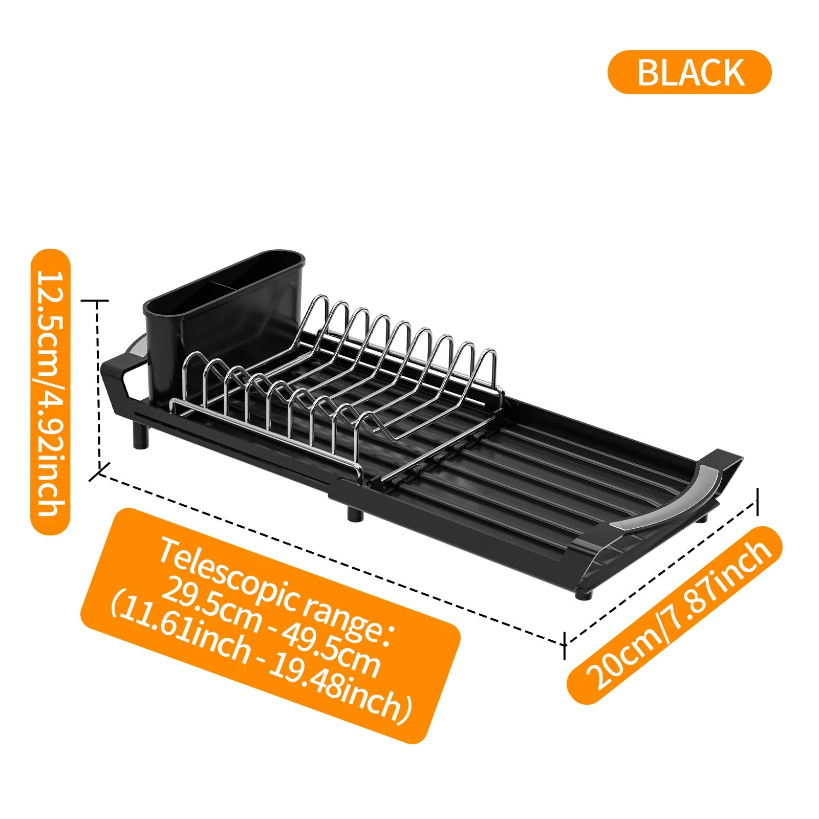 

Curved-edge telescopic single-layer plate holder, expandable cabinet slide-out tray, under-sink organizer for kitchen storage чёрный