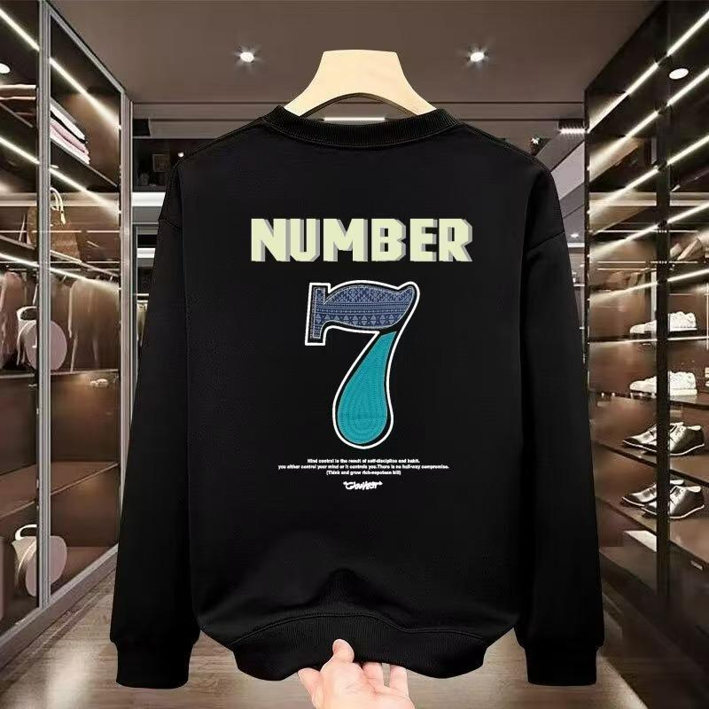 

Top-Selling Men s No. 7 Long Sleeve Sweatshirt - Trendy Autumn/Winter High-Quality Hua Cotton Crew Neck. M