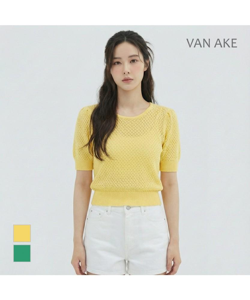 VANAKE Woven Pattern Short Sleeve Knit_Vb36Ktq310Z