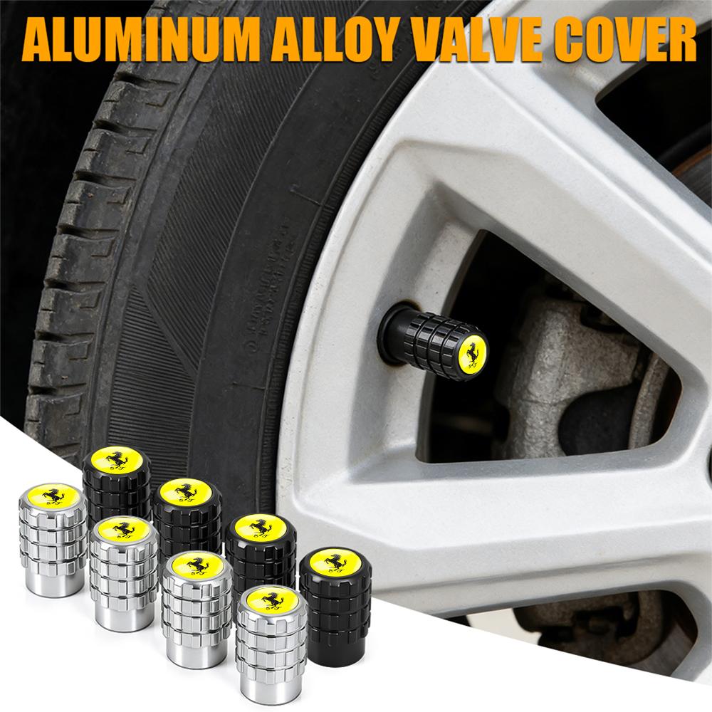 4Pcs For Ferrari Horse SJ F1 F8 F80 SF90 Stradale Car Styling Wheel Tire Valve Caps Covers Tyre Rim Stem Case Auto Accessories JW3